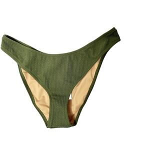 NWT J Crew Womens Curved Waist Bikini‎ Bottoms XL Cheeky Textured Green BC050
